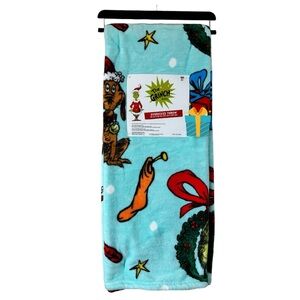 Dr Seuss The Grinch Teal Christmas‎ Blanket 50x60